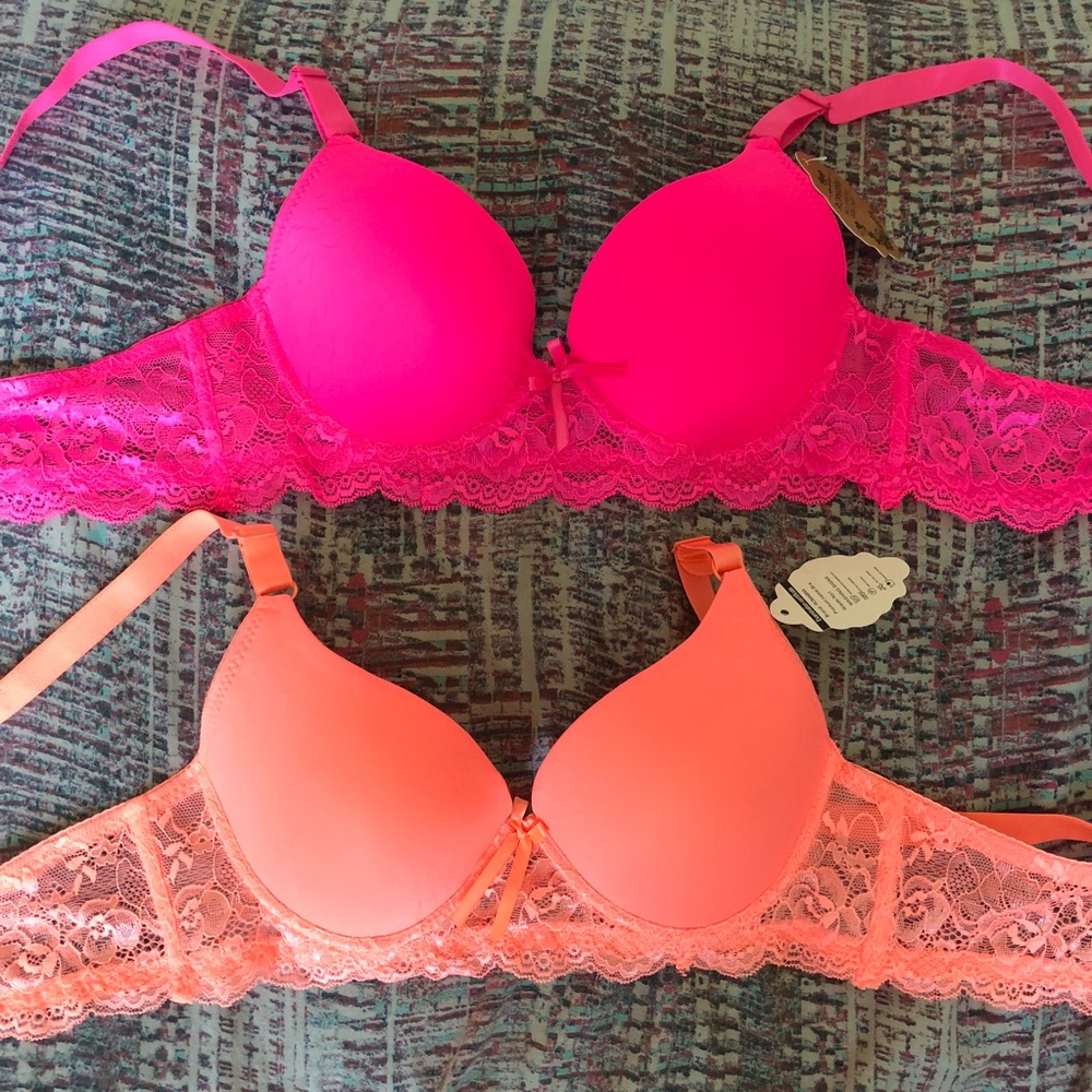 NEW 34B hot pink and peach bras